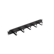 Kabeldurchführungsplatte 19" 5 Flansche 1U – Stahl 1,5 mm – Schwarz RAL 9004