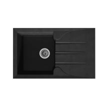 Stradour - Fregadero De Cocina Empotrado 1 Cubeta + 1 Escurridor Aloa - Resina - 81 X 50 Cm - Negro