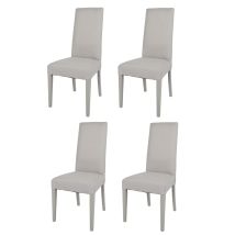 T M C S - Tommychairs 4 Glam Chairs In Beech, Pearl Gray Fabric Seat