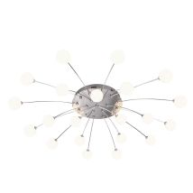 Bullet Plafoniera Led Metallo Acciaio Con 21 Diffusori Vetro Bianco Dimmerabile Con Interruttore A Parete D. 97cm Incluse 21 Luci ,32w ·3570lm, 3000k