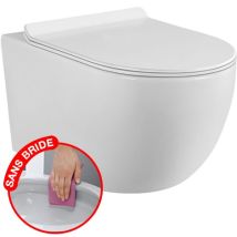 Komfort - Flanschloses Wand-wc Unsichtbaren Befestigungen + Ultradünner, Abklappbarer Sitz + Fallbremse.