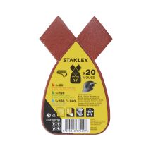 Stanley Black & Decker – 20 hojas de lija para Mouse – Grano surtido G80, G120, G180, G240