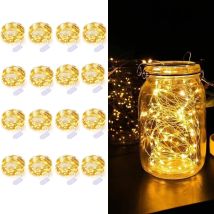 Pack Of 16 10ft 30 Led Battery Operated String Lights, Silver Wire Warm White Weddings, Party Centerpieces, Table Decorations Diy Crafts, Christmas, 