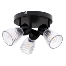 Deckenleuchte 3xE14 – Schwarz – Metall und Glas – Pendelleuchte – Austauschbare Lichtquelle – Stilvolle Beleuchtung für Ihr Interieur