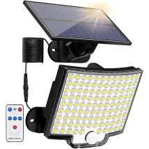 Highsam – Lampe Solaire 106 Led Avec Capteur De Mouvement – Ip65 Étanche – 4 Modes D'Éclairage – Câble De 5m Pour Installation Facile
