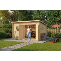 Alpholz Gartenhaus Maria Rondo B Gartenhaus Aus Holz, Holzhaus Mit 34 Mm Wandstärke, Blockbohlenhaus Mit Montagematerial