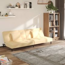 Prolenta Premium - Schlafsofa 2-sitzer Mit 2 Kissen Creme Samt Vidaxl
