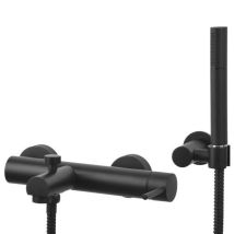Gattoni Rubinetteria - Mezclador De Baño Externo Negro Mate Gattoni Easy 2201/22no Negro Mate - Con Set De Ducha