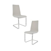 T M C S - Tommychairs 2 London Chairs, Steel Legs, Wood Seat And Pearl Grey Fabric Cover