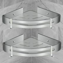 Eck-duschregal, Badezimmerregal Ohne Bohren, Dusch-aufbewahrungskorb Aus Aluminium, Wandmontage, Selbstklebender Duschcaddy, Organizer Für Shampoo (