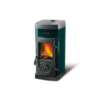 Estufa De Leña Nordica Super Junior Panorámica 5 Kw Verde Modelo 7111072