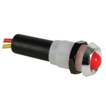 Lampada LED 12V rossa – corpo cromato – 12vcr – Diametro: 10mm, Profondità: 25,5mm, Lunghezza cavo: 15cm