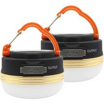 Macaron - 2er-pack Camping-lichtlaterne, Led-usb-wiederaufladbare Lampe, Wasserdicht, 3 Modi, Powerbank, Zeltlichter Für Outdoor-camping, Wandern, 