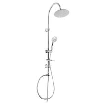 MetaforM – Saliscendi doccia Universe in acciaio inox cromato e ABS – Soffione 21 cm, doccetta 10 cm, flessibile 150 cm – Risparmio acqua 40%
