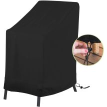 Waterproof Garden Chair Cover (120 X 65 X 65 X 80 Cm) - Black, Stackable Chair Cover, 210d Oxford, With Drawstring And Buckle
