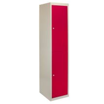 Casiers Métalliques Rouge & Gris 2 Portes Verrouillable Pour Ecole, Vestiaire, Salle De Sport, Atelier [clés & Aimants Inclus] - Facile À Monter