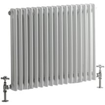 Milano - Windsor - Traditional White Cast Iron Style Double Column Horizontal Radiator - 600mm X 785mm