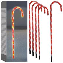Ecd Germany Led Zuckerstangen 5er Set Mit 40 Warmweißen Leds, 73cm, Rot Weiß, Batteriebetrieben, Außen & Innen, Beleuchtete Gartenstäbe Weihnachtsdeko