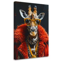 Stampe Su Tela, Giraffa Con Occhiali Gialli E Pelliccia Rossa, 60x90
