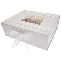 White Cotton Cards Scatola Dei Ricordi Grande Per Il Giorno Del Matrimonio Fairytale, Legno, Bianco, 27.2 X 32 X 11 Cm