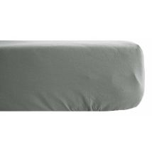 Drap Housse Palace Pur Coton Teint Lavé 63 Fils/cm² Vent Du Sud - Palace Acier - 90 X 190 Cm Bonnet De 30 Cm
