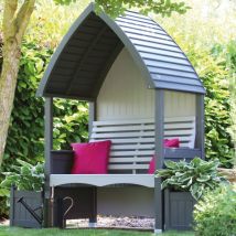 Afk - Cottage Arbour Wooden Garden Seat Chair Bench Charcoal Grey & Stone Fsc