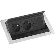 Flip Top Push S Einbausteckdose 2-fach Mit Usb A & Usb C Charger, 230v - 3500w, Edelstahl - Evoline