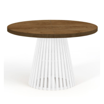 Table À Manger Ronde Extensible Dover Avec Lamelles, Diamètre : 100 / 150 Cm, Couleur :lefkas / Blanc