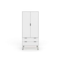 Core Products - 2 Door, 2 Drawer Wardrobe - Manufactured Wood Fibre Board/metal - 76.5 X 53 X 176 Cm - White