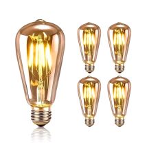 Sdlogal - Vintage E27 Led-lampen Packung Mit 5, Ultrixe Retro Led Glühbirne 8w E27 St64, Warmweiß 2700k, Bernsteinfarbenes Glas