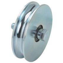 Ruota Cancello A Fissare Gola Tonda 405 Combi Zincata + Doppio Cuscinetto Gola Mm 16 Mm 140