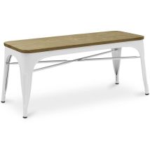 Stylix Bank im Industriedesign – Metall und Holz – 47cm x 107cm x 46cm – Essbank für drinnen und draußen