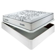 Matelas À Ressorts Ensachés Queen 28 Cm Accueil Progressif + Literie Pliante En Bois 3d Respirant Hauteur 34 Cm Blanc - 135x190 Cm