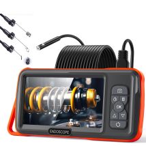 Endoscopio Industriale Digitale Hd 1080p Con Telecamera Di Ispezione A Doppia Lente, Led Ips Da 50", Cavo Semirigido Da 5 M.