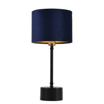 Tischleuchte Deventer – 230V, 1 x E14, max. 40W, Höhe 39cm, Durchmesser 18cm, Fuß Metall, Schirm Flanell, Schwarz/Kupfer, Blau