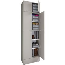 Gabinete De Zapato De Madera Vcm Dimensiones: Al. 240 X An. 70 X T. 39 Cm Armario Multiusos 5 Compartimentos 4 Puertas Giratorias 2 Puertas Cajón 