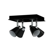 Deckenstrahler Kyra 4-flammig, Chrom / Glas Schwarz, Quadrat 24cm