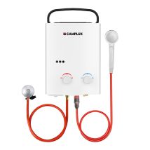 Scaldabagni A Gas Portatili 5l/min 10kw, Scaldabagni Istantanei A Gas Propano/butano - Ay132 - 30/37mbar - Bianco - Camplux