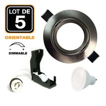 Europalamp - Lotto Di 5. Illuminazione Da Incasso Per Interni 6w 6000k Luce Fredda. Gu10 Led Intensità Regolabile. Anello Da Incasso Regolabile E 