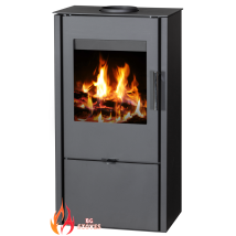 V05 - Poêle À Bois Opal-w – 5,15 Kw – Classe Énergétique A – Revêtement En Acier – Sortie Des Fumées Ø150