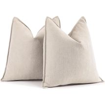 Housse De Coussin Beige Lot De 2 Housse Coussin En Chenille Coussin Canape Pour Canapé Au Design Élégant, Coussins Décoratifs