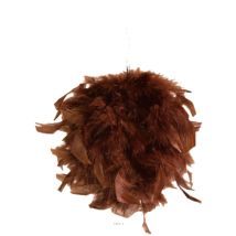 Boule De Plumes Chocolat À Suspendre D 12 Cm - Couleur: Chocolat