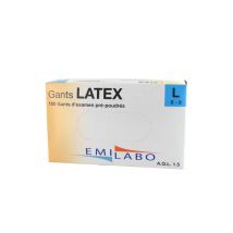 Caja De 100 Guantes De Látex En Polvo Pre-tamaño L / 8-9 Emilabo