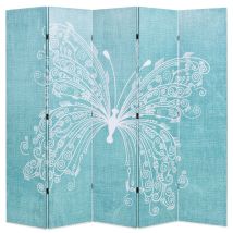 Paravento Divisorio Parete Divisoria Mobile Decorativo 200 Cm Motivo Farfalla Blu 0802048