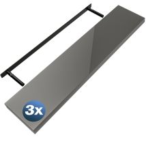 Casaria - Set Of 3 110cmx23cm Floating Shelf Including Bracket Wall Shelving Living Room Kitchen Bedroom Office 38mm Thick Hidden Wall Fixing 15kg 