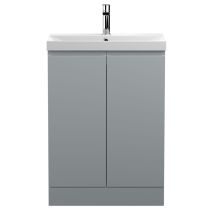 Hudson Reed Urban Floor Standing 2-door Vanity Unit With Basin 3 Satin Grey - 600mm Wide