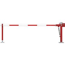 Barrera para caminos de acero con muelle de gas – Longitud mástil 8000 mm – Color rojo y blanco – Peso 99 kg