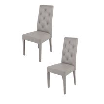 T M C S - Tommychairs 2 Chantal Chairs In Beech, Seat In Light Grey Faux Leather