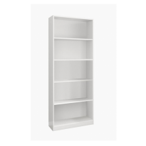 Librería Prima 89x40x222 cm – Estante de melamina – 5 estantes – Color blanco/nogal