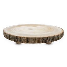 Blumenhocker Aus Baumscheibe Mit Rinde - Ø 25 Cm - Holz Deko Pflanzenteller Rund Natur Auf 3 Füßen
